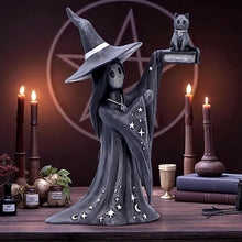 Laden Sie das Bild in den Galerie-Viewer, Little Souls Shimmer Witch Figurine Cat Spell book Gothic Altar Wiccan Art Decor