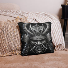 Load image into Gallery viewer, Kabuto Samurai Warrior Cushion – 18" x 18" Bold Japanese Armor Decor Pillow