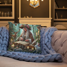 Load image into Gallery viewer, Mystical Forest Witch Cushion - Enchanting 18" x 18" Wiccan Decor, Magical Nature Pillow
