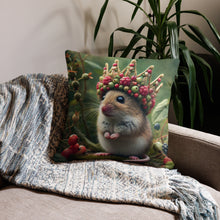 Load image into Gallery viewer, Royal Mouse Cushion - Adorable Field Mouse with Berry Crown Decorative Throw Pillow