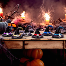 Load image into Gallery viewer, Positive Energy Witch’s Hats Set of 6 Miniature Wiccan Ornaments Spiritual Decor