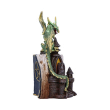 Load image into Gallery viewer, Gothic Mystical Dragon Perched on Castle with Book and Pentagram Fantasy Gift