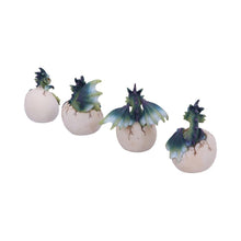 Load image into Gallery viewer, Set of 4 Hatching Dragonling Figurines Fantasy Baby Dragons in Eggs Set Ornaments