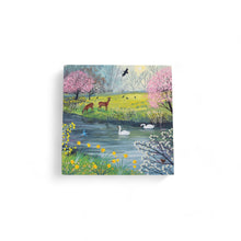 Load image into Gallery viewer, Spring River Ceramic Art Tile by Jo Grundy 20x20 cm - Beautiful Nature Scene Wall Art Ready to Hang