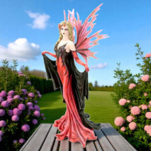 Load image into Gallery viewer, Gothic Fairy Figurine Pink Black Enchanted Wings Ornament Fantasy Resin Statue 55cm