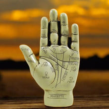 Load image into Gallery viewer, Palmistry Hand Sculpture with Guide - Resin Fortune Telling Decor, Mystical Occult Palm Reading Tool, Astrology Gift
