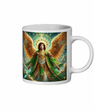 Load image into Gallery viewer, Archangel Raphael 11 oz Ceramic Mug - Divine Healing Angel Artwork Coffee Cup, Spiritual Gift, Angelic Art Mug, Heavenly Blessings, Inspirational Mug