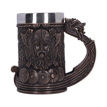 Load image into Gallery viewer, Bronze Viking Tankard Dragon Boat Norse Nordic Valhalla Mug Collectable Art Decor