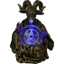 Load image into Gallery viewer, Illuminating Orbuculum of the Baphomet Figurine | LED Light Gothic Decor 16cm