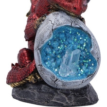 Load image into Gallery viewer, Fantasy Red Baby Dragon and Crystal Egg Figurine Mythical Creature Sculpture