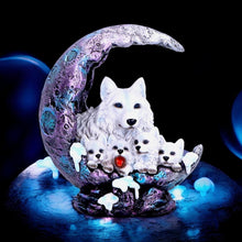 Load image into Gallery viewer, Gothic Wolf Moon Ornament Guardian Statue crescent guardianship Figurine Home Decor