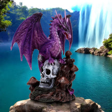 Laden Sie das Bild in den Galerie-Viewer, Amethyst Dragon Figurine - Gothic Skull Ornament Fantasy Decor Statue Home Decor