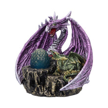Load image into Gallery viewer, The Arrival Dragon Figurine 17.5cm Mystical Purple and Green Dragon with Blue Egg Hand-Painted