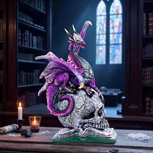 Laden Sie das Bild in den Galerie-Viewer, Mystical Dragon on Skull And Book Statue Gothic Decor Fantasy Figurine Ornament