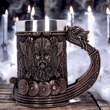 Load image into Gallery viewer, Bronze Viking Tankard Dragon Boat Norse Nordic Valhalla Mug Collectable Art Decor