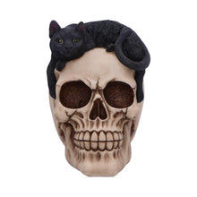 Laden Sie das Bild in den Galerie-Viewer, Forever Friend Black Cat and Skull Figurine – 14.5cm Gothic Decorative Ornament