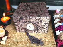 Load image into Gallery viewer, Bronze Tingsha Cymbals with 8 Auspicious Signs, Tibetan Meditation Bells, 6cm Chimes with Leather Strap, Ritual Instrument with Tibetan Box-OsirisTradingUK