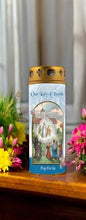 Load image into Gallery viewer, Our Lady of Knock Prayer Candle with Windproof Cap – 16.5 cm Memorial Candle