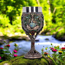 Load image into Gallery viewer, Mother Earth Goblet Pagan Goddess Chalice Wiccan tree Of Life Stainless Insert