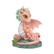 Load image into Gallery viewer, Adorable Baby Dragon Figurine Pink & Green with Roses – Fantasy Resin Ornament 11cm