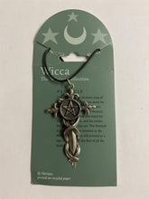 Load image into Gallery viewer, Powerful Wiccan Pentacle Sword Amulet Pendant Talisman | Pewter | 6x3.2 cm Protection Charm