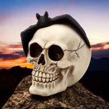 Laden Sie das Bild in den Galerie-Viewer, Dark Gothic Skull and Bat Ornament - Occult Halloween Decor