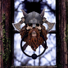 Load image into Gallery viewer, Viking Skull Door Knocker Norse Warrior Mythical Decor Gothic Home Ornament
