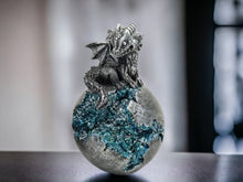 Load image into Gallery viewer, Emerging Dragon Hatchling on Geode - Mystical Fantasy Figurine - Collector's Resin Dragon Sculpture - Sparkling Crystal Egg - 12.5cm Tall-OsirisTradingUK