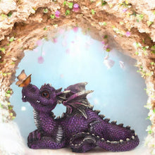 Load image into Gallery viewer, Purple Dragon & Butterfly Figurine Statue Ornament Sculpture 22cm Gift Boxed