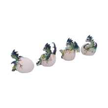 Load image into Gallery viewer, Set of 4 Hatching Dragonling Figurines Fantasy Baby Dragons in Eggs Set Ornaments