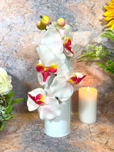 Laden Sie das Bild in den Galerie-Viewer, Artificial Orchids | Life-Like Floral Decor | Faux Flowers White Metal Display | Wall Mounted & Freestanding | Elegant Home Accent-OsirisTradingUK