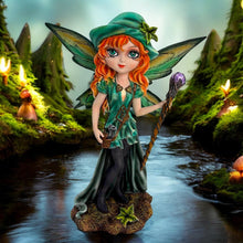 Laden Sie das Bild in den Galerie-Viewer, Forest Fairy Figurine with Baby Dragon & Staff Fantasy gothic Wiccan Ornament Decor