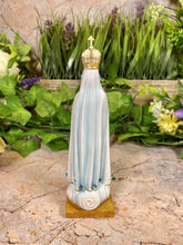 Load image into Gallery viewer, Elegant Our Lady of Fatima Resin Statue, Hand-Painted Marian Figurine, Religious Icon, Blessed Virgin Mary Sculpture, Catholic Decor