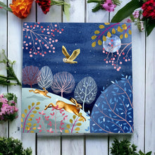 Load image into Gallery viewer, P. Stone Mystical Wildlife at Night Ceramic Tile 20x20 cm Wall Art | Beautiful Gift Box