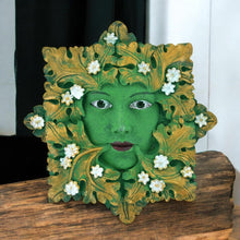 Load image into Gallery viewer, Enchanting Green Woman Floral Wall Plaque - Mystical Garden Decor - 13cm Resin Ornament