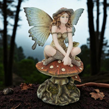 Load image into Gallery viewer, Mushroom Fairy Ornament 22cm Resin Fantasy Figurine Mystical Woodland Elf Sculpture