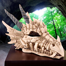 Laden Sie das Bild in den Galerie-Viewer, Fantasy Dragon Skull Money Box | Gothic Resin Coin Bank 19cm | Mythical Beast Home Decor Gift