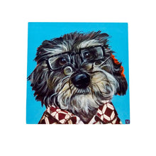 Load image into Gallery viewer, Harry Art Tile by Victoria Coleman | Unique 20x20 cm Ceramic Wall Art | Ready to Hang with Box | Quirky Schnauzer Design | Perfect Gift for Art & Dog Lovers