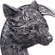 Load image into Gallery viewer, Celtic Crescent Wolf and Moon Ornament Knotwork Sculpture ancient symbolism