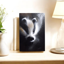 Load image into Gallery viewer, BADGER AT NIGHT Ceramic Art Tile by D. Finney – 30x20 cm Wall Hanging Decor, Nature Wildlife Art