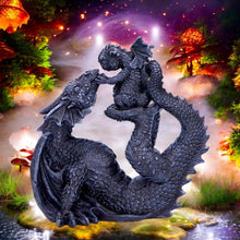 Load image into Gallery viewer, Mother Dragon and Dragonling Figurine Gothic Resin Collectible Statue 22cm Ideal Gift
