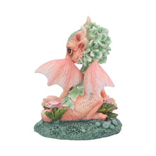 Load image into Gallery viewer, Adorable Baby Dragon Figurine Pink & Green with Roses – Fantasy Resin Ornament 11cm