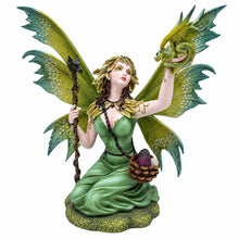 Laden Sie das Bild in den Galerie-Viewer, Woodland Green Fairy Dragon Statue 39cm Gothic Fantasy Figurine Home Ornament