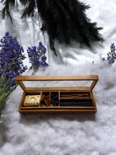 Load image into Gallery viewer, Incense Gift Set - Sandalwood & Lavender Cones & Sticks with Ceramic Holder in Wooden Box - Aromatherapy Meditation Gift