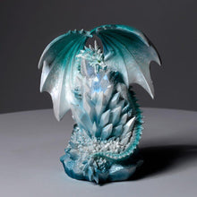 Laden Sie das Bild in den Galerie-Viewer, Ice Crystal Dragon Figurine 20.5cm | Fantasy Blue Dragon Resin Statue | Mythical Creature Home Decor Ornament