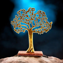 Load image into Gallery viewer, Antique Gold Tree of Life Ornament - Home Decor on Wooden Plinth, 35cm