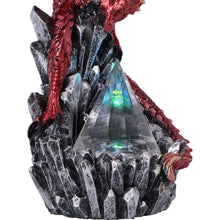 Laden Sie das Bild in den Galerie-Viewer, Mythical Red Dragon Figurine with Led Light Prism Crystal Gothic Guardian Statue
