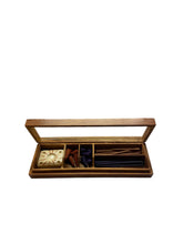 Load image into Gallery viewer, Incense Gift Set - Sandalwood & Lavender Cones & Sticks with Ceramic Holder in Wooden Box - Aromatherapy Meditation Gift