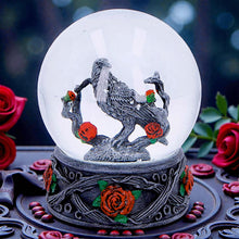 Load image into Gallery viewer, Dark Romance Raven Snow Globe Gothic Rose Ornament Alternative Decor