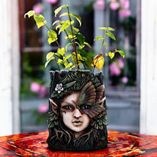 Charger l'image dans la galerie, Greenman Planter Statue Tree Spirit Decor Mythical Green Man Boxed 18cm